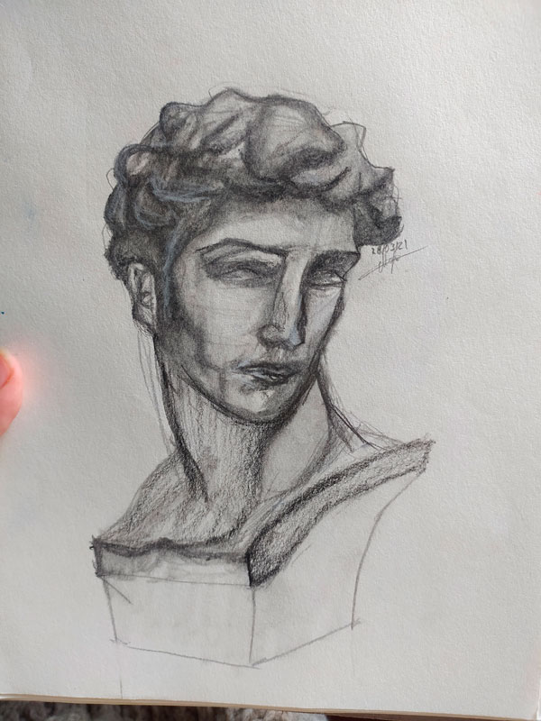 Dibujo de busto griego